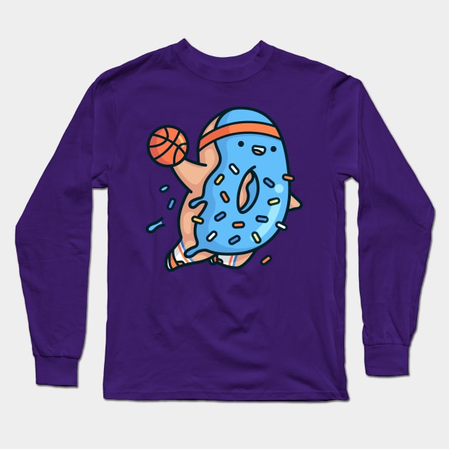 Blue Dunkin Donut with sprinkles Long Sleeve T-Shirt by Proud Potato